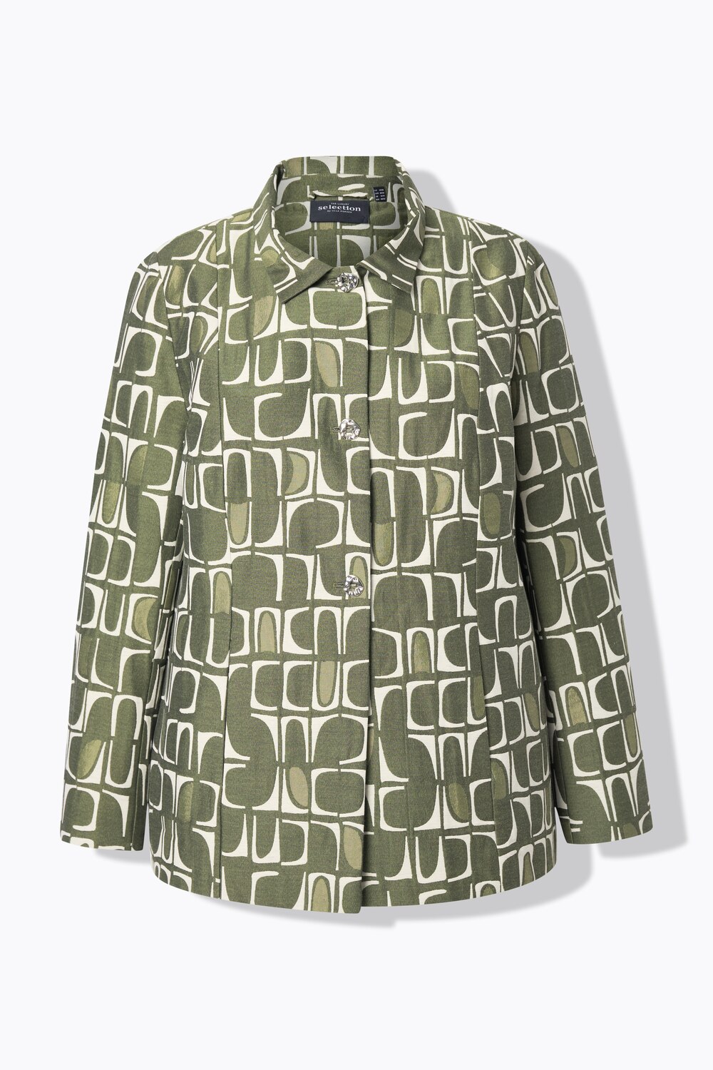 Stora storlekar Jacka med jacquardmönster, Dam, grön, storlek: 42/44, Bomull/Polyester, Ulla Popken