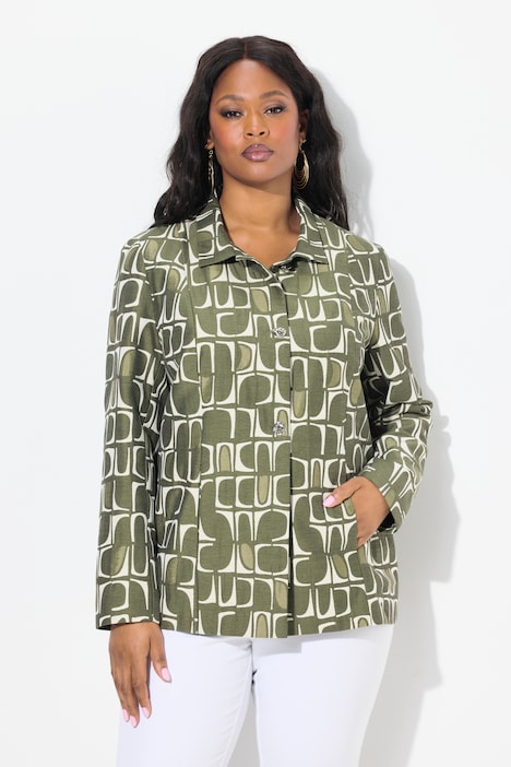 Textured Geometric Print Jacket