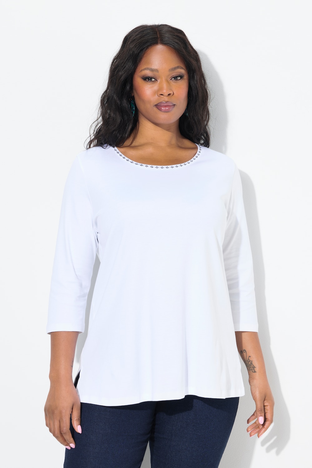Große Größen Pima Cotton Shirt, Damen, weiß, Größe: 42/44, Baumwolle, Ulla Popken