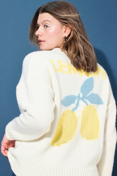 Pull oversize, motif citrons dans le dos