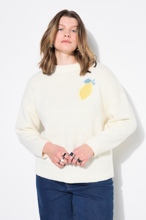 Pull oversize, motif citrons dans le dos