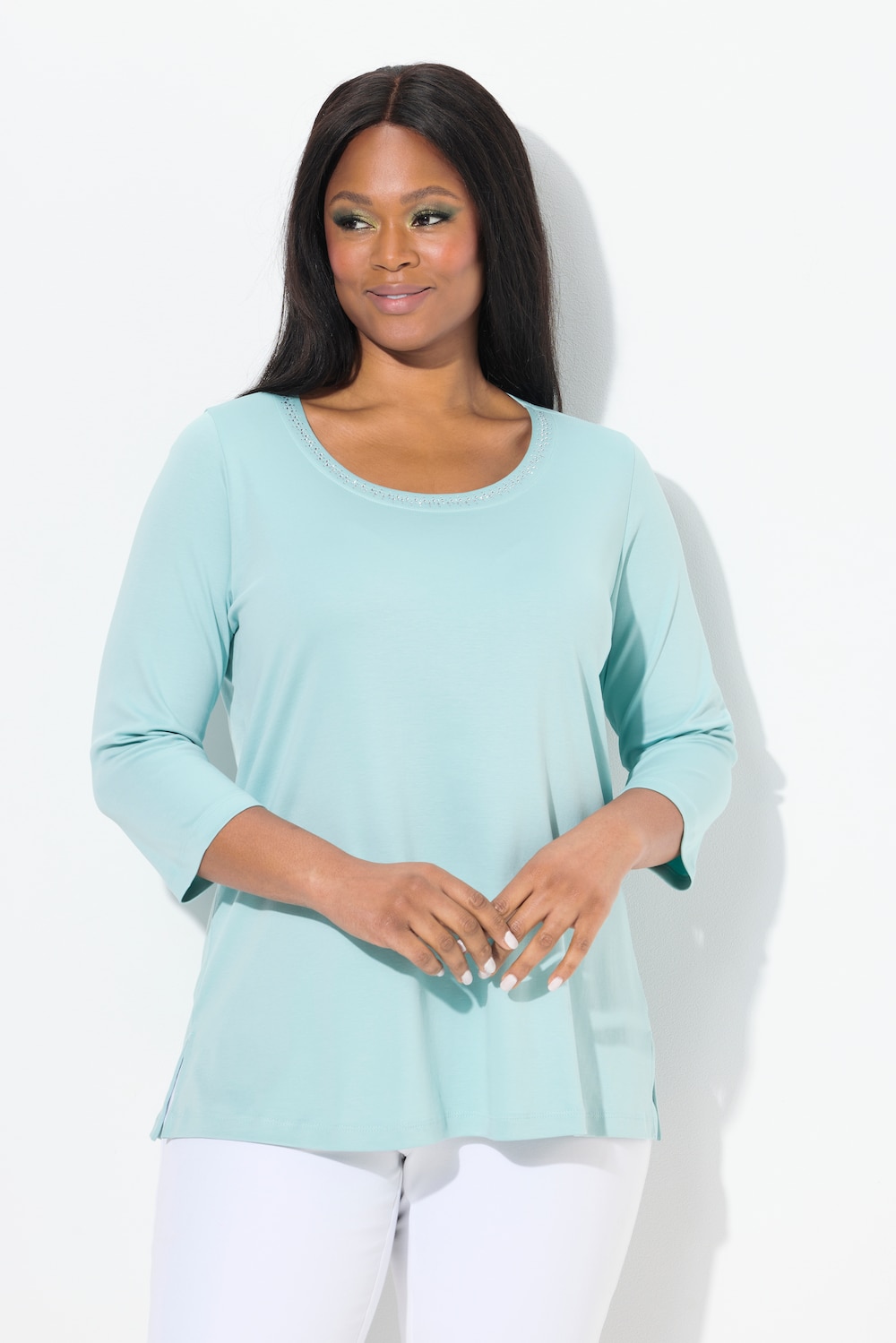 Große Größen Shirt, Damen, türkis, Größe: 42/44, Baumwolle, Ulla Popken