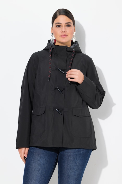 Veste Softshell HYPRAR à capuche, matière déperlante, boutons brandebourg