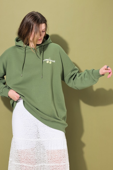 Sudadera con capucha, oversize, motivo de limonada, capucha