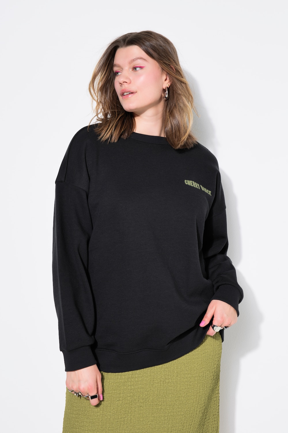 Große Größen Sweatshirt, Damen, schwarz, Größe: 58/60, Baumwolle/Polyester, Studio Untold