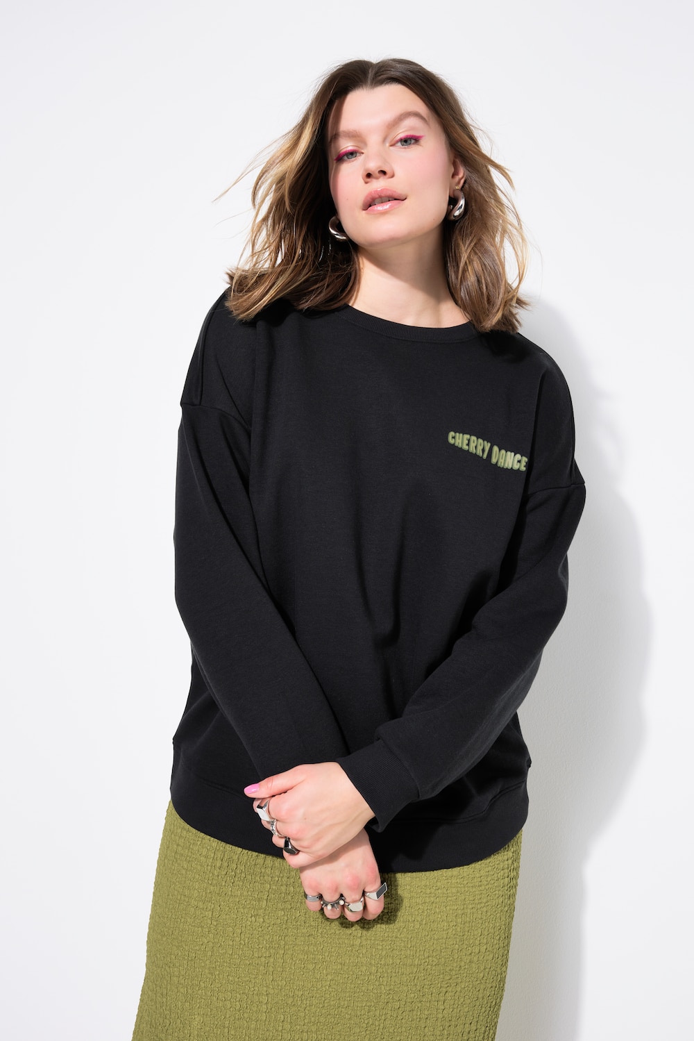 Große Größen Sweatshirt, Damen, schwarz, Größe: 54/56, Baumwolle/Polyester, Studio Untold