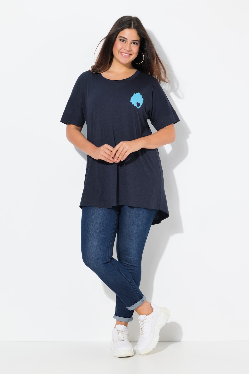 Große Größen T-Shirt, Damen, blau, Größe: 50/52, Baumwolle/Synthetische Fasern, Ulla Popken