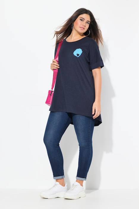 T-shirt, print op de achterkant, oversized, ronde hals, halve mouwen