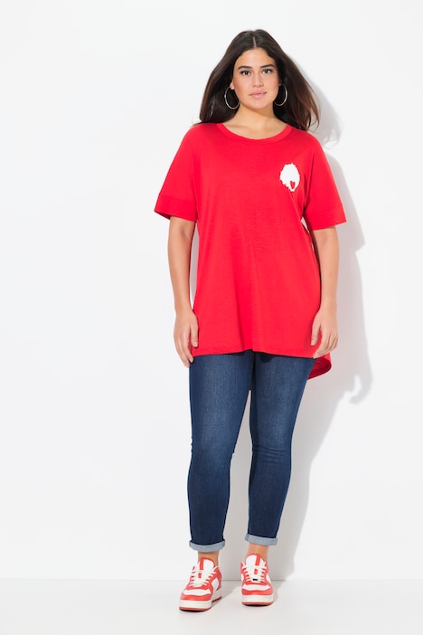 T-shirt, print op de achterkant, oversized, ronde hals, halve mouwen