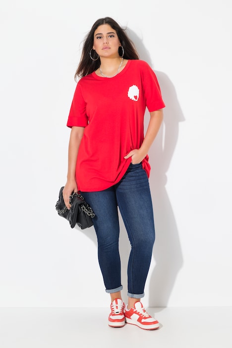 T-shirt dal taglio oversize con stampa sul retro, scollo a girocollo e mezze maniche