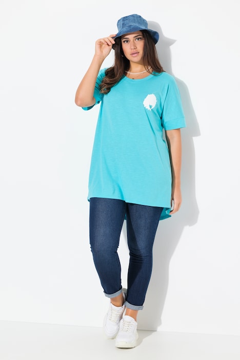 Tres Chic Back Print Short Sleeve Tunic Tee