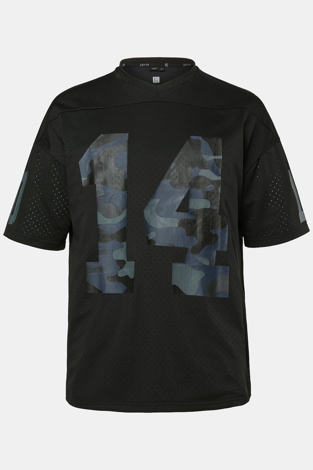 Maillot en mesh JAY-PI, coupe oversize, manches courtes et imprimés camouflage, collection Fitness - jusqu'au 7 XL