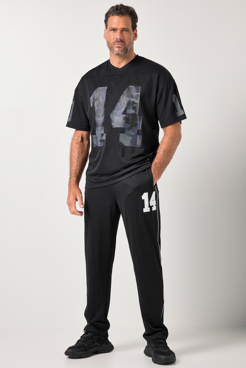 Stora storlekar Mesh-tröja, Her, svart, storlek: XXL, Polyester/Elastan, JAY-PI