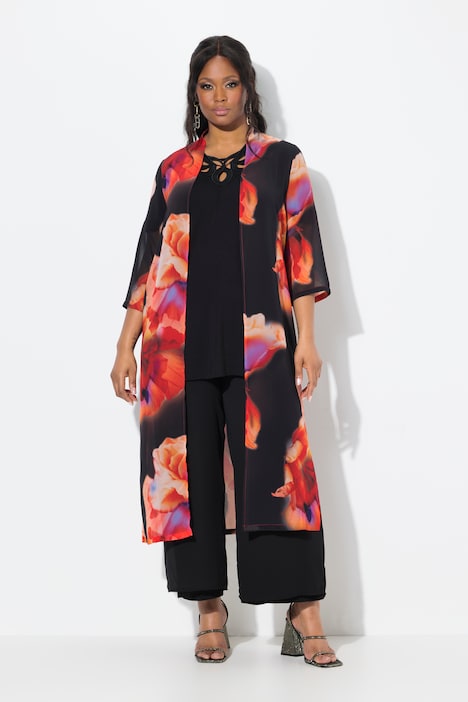 Floral Chiffon Longline Jacket