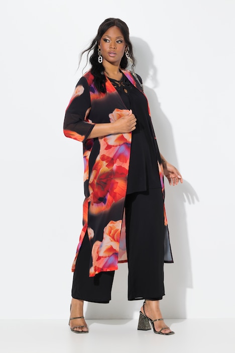 Floral Chiffon Longline Jacket