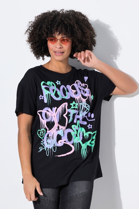 T-Shirt, oversized, Graffitti-Schriftzug