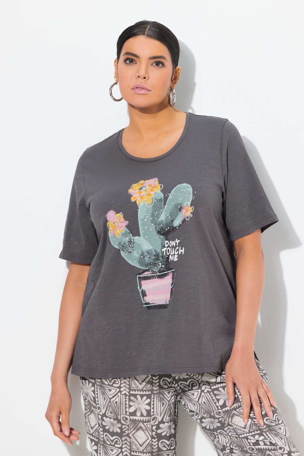 Große Größen T-Shirt, Damen, grau, Größe: 50/52, Baumwolle, Ulla Popken