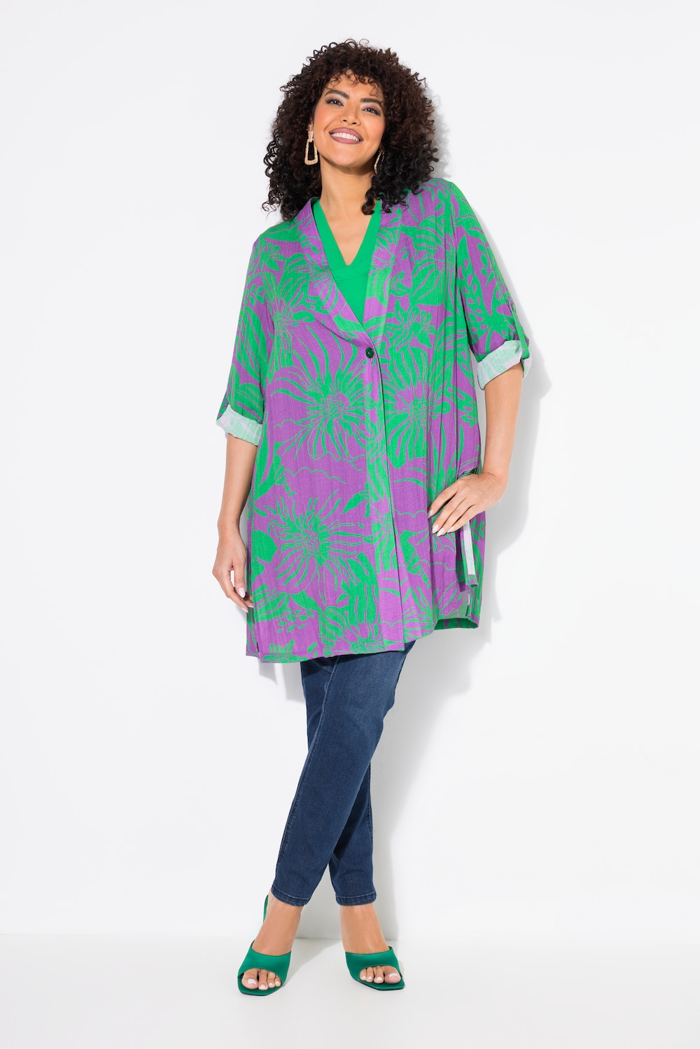 Große Größen Blusenjacke, Damen, lila, Größe: 58/60, Viskose/Synthetische Fasern, Ulla Popken