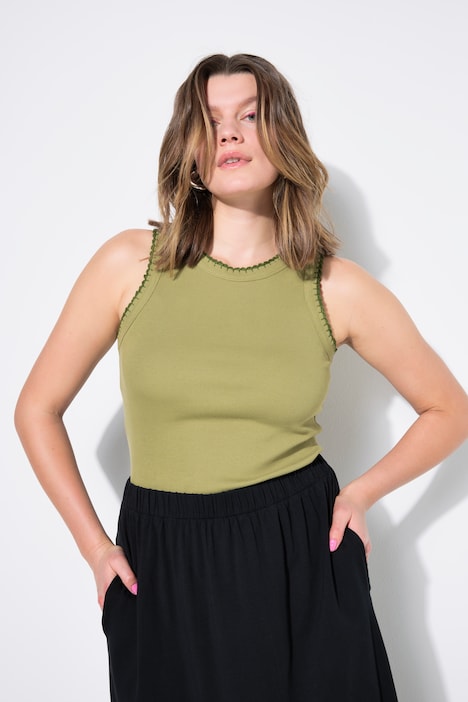 Top acanalado, slim basic, bordes de color