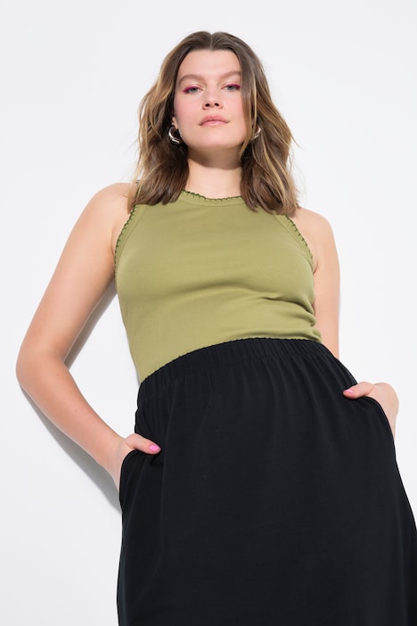 Top acanalado, slim basic, bordes de color