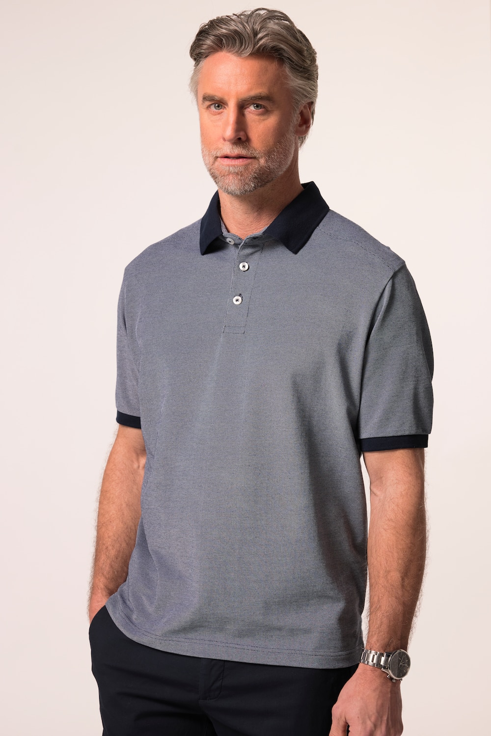 Boston Park Poloshirt, Halbarm, TwoTone-Jersey, bis 84/86