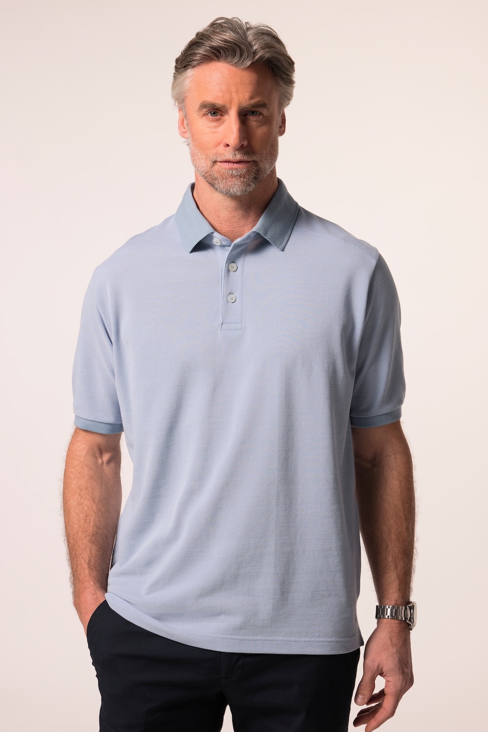 Boston Park Poloshirt, Halbarm, TwoTone-Jersey, bis 84/86