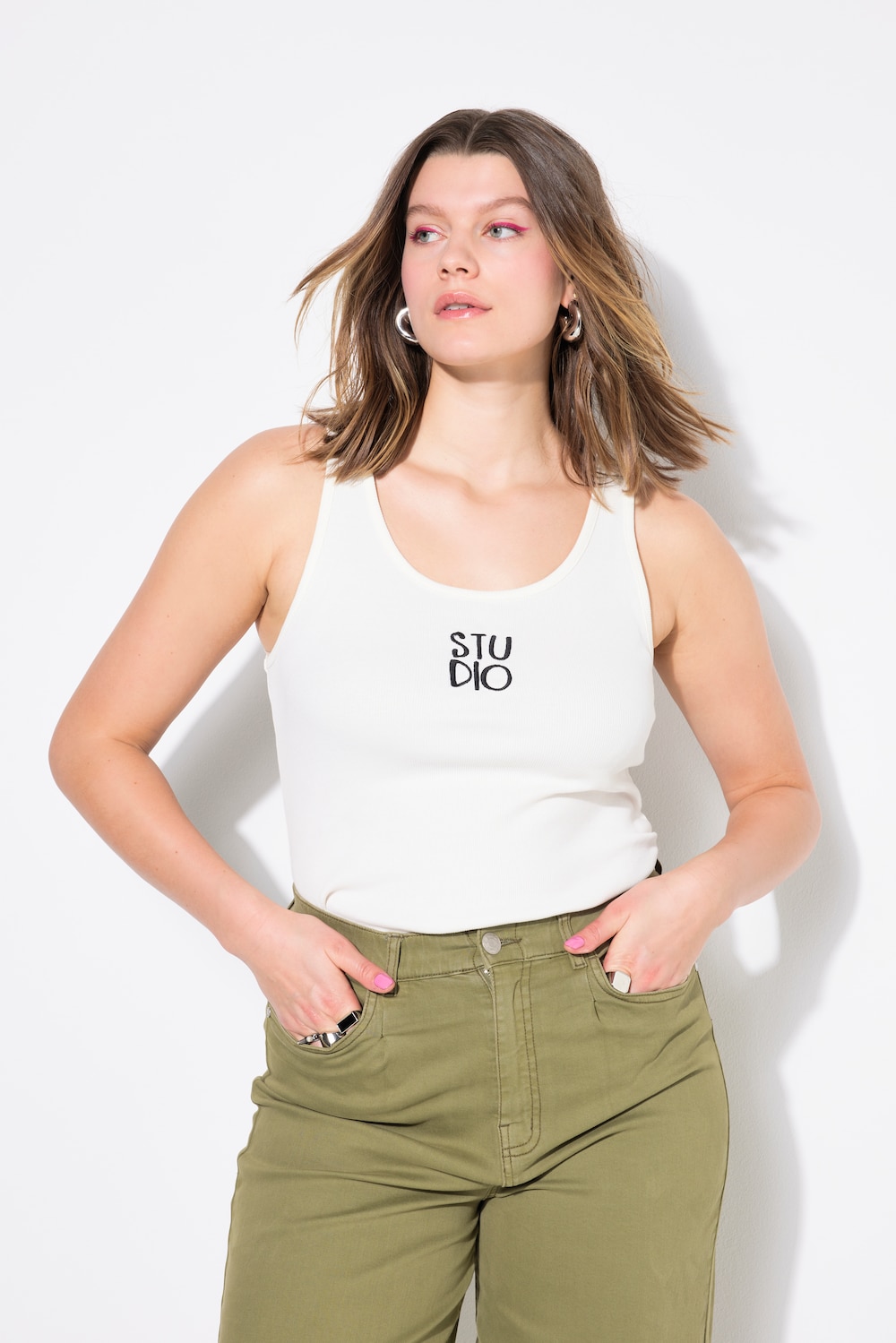 Große Größen Ripptop, Damen, beige, Größe: 50/52, Baumwolle, Studio Untold