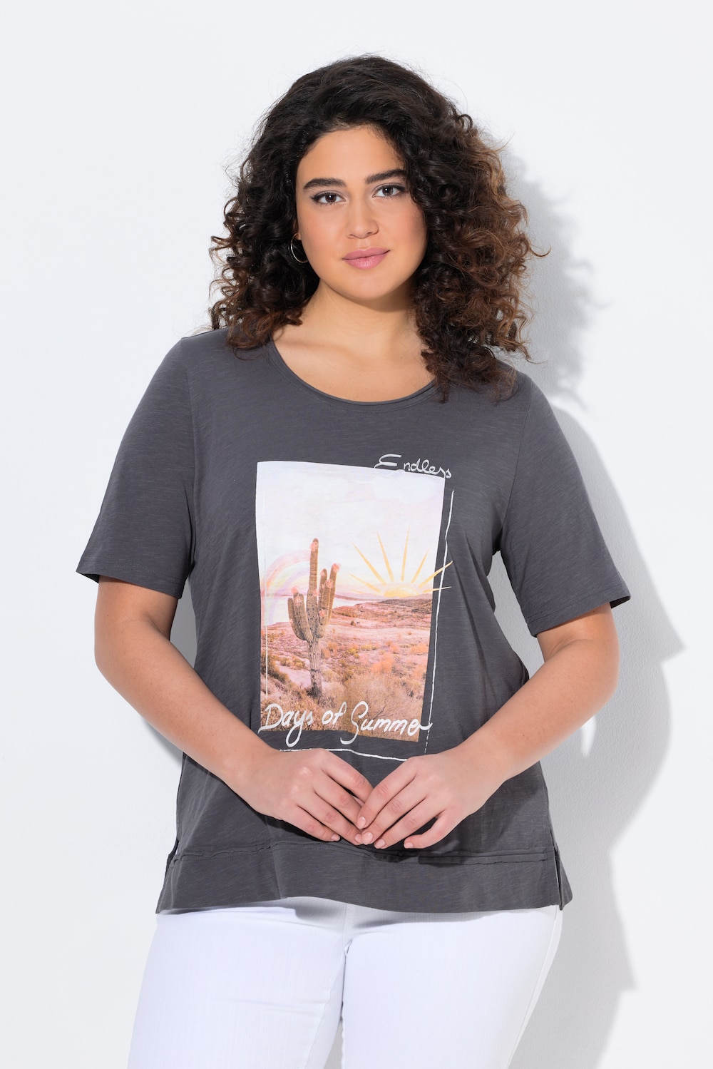 Thumbnail - Große Größen T-Shirt, Damen, grau, Größe: 54/56, Baumwolle, Ulla Popken