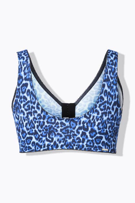 Bustier, luipaardmotief, voorsluiting, zonder beugel