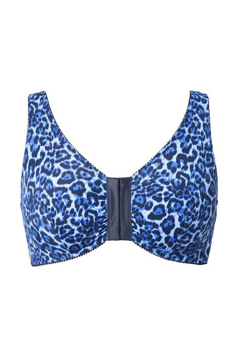 Bustier, leopardí vzor, přední zapínání, bez kostic