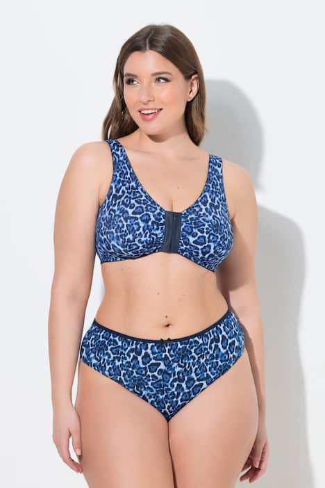 Bustier, luipaardmotief, voorsluiting, zonder beugel