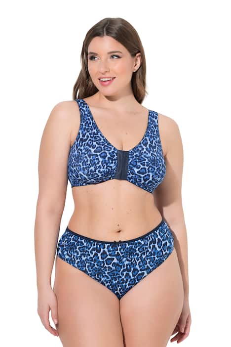 Bustier, leopardí vzor, přední zapínání, bez kostic