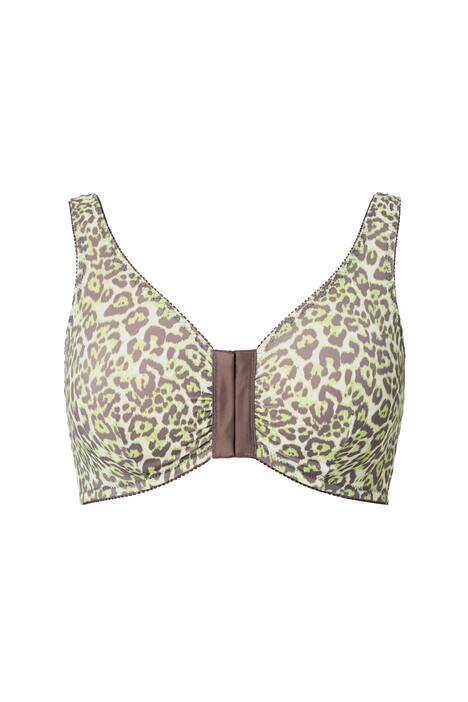Bustier, leopardí vzor, přední zapínání, bez kostic