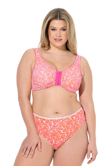 Bustier, leopardí vzor, přední zapínání, bez kostic