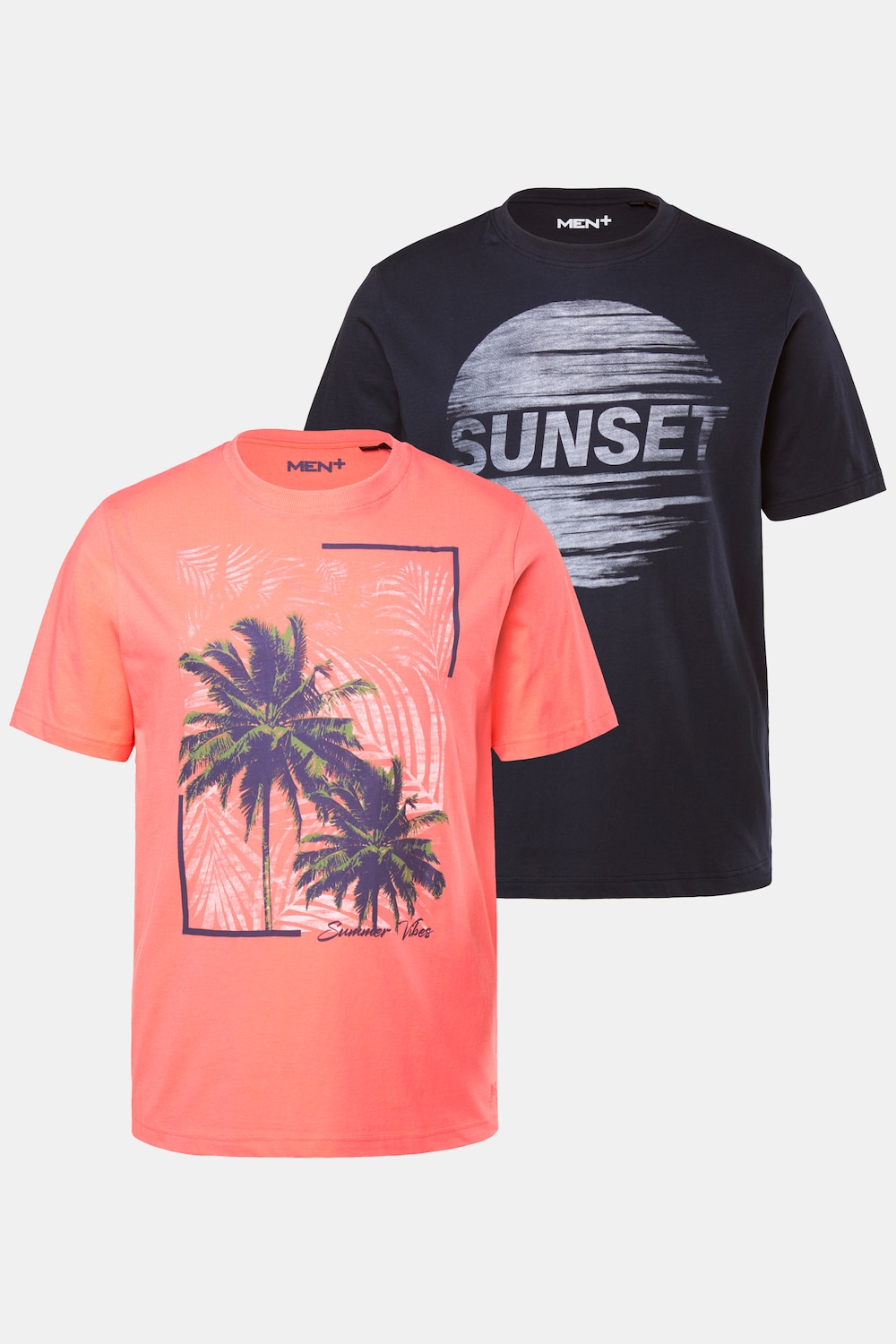 Men+ T-Shirts, 2er-Pack, Halbarm, Print, bis 8 XL