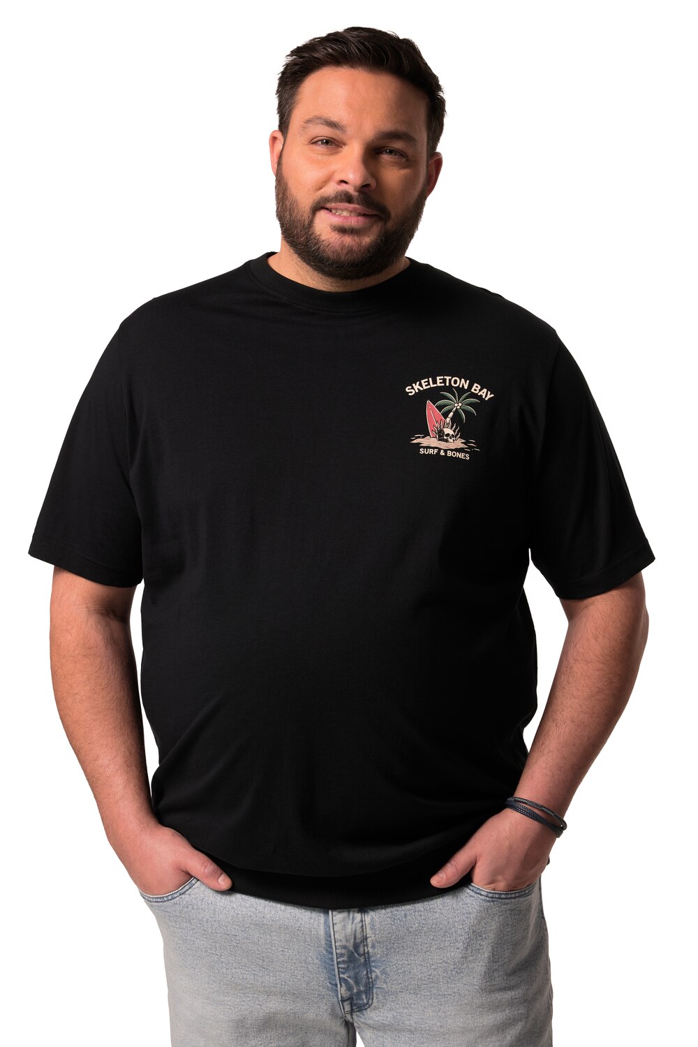 Stora storlekar T-shirt, Her, svart, storlek: 7XL, Bomull, Men Plus