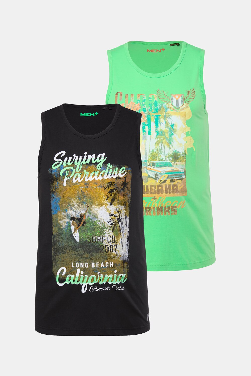 Men+ Tanktops im 2er-Pack, Print, Unterhemd, bis 8 XL
