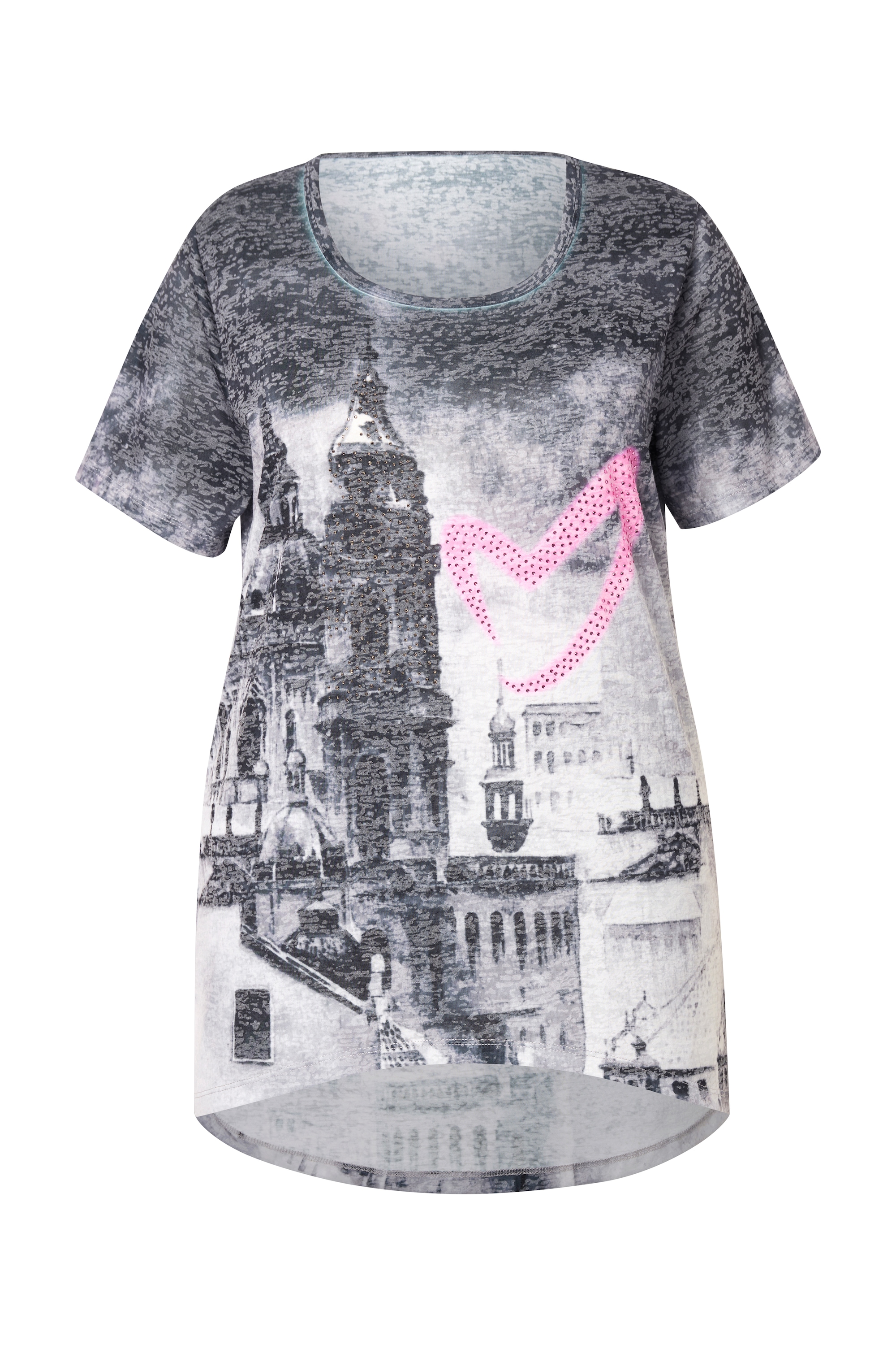 MIAMODA Damen große Größen T Shirt A Linie Stadt Herzdruck 839914