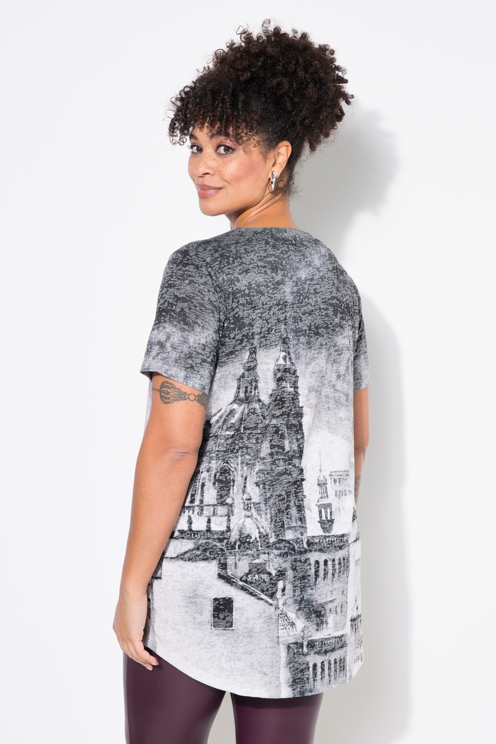 MIAMODA Damen große Größen T Shirt A Linie Stadt Herzdruck 839914