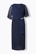 Vestido maxi, glitter, escote en V, manga 3/4 con volantes