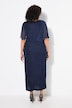 Vestido maxi, glitter, escote en V, manga 3/4 con volantes