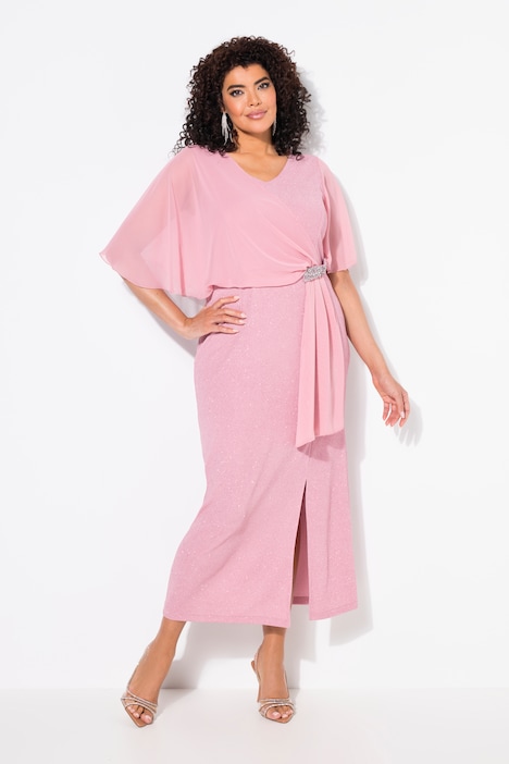 Sparkling Layered Wrap Look Maxi Dress