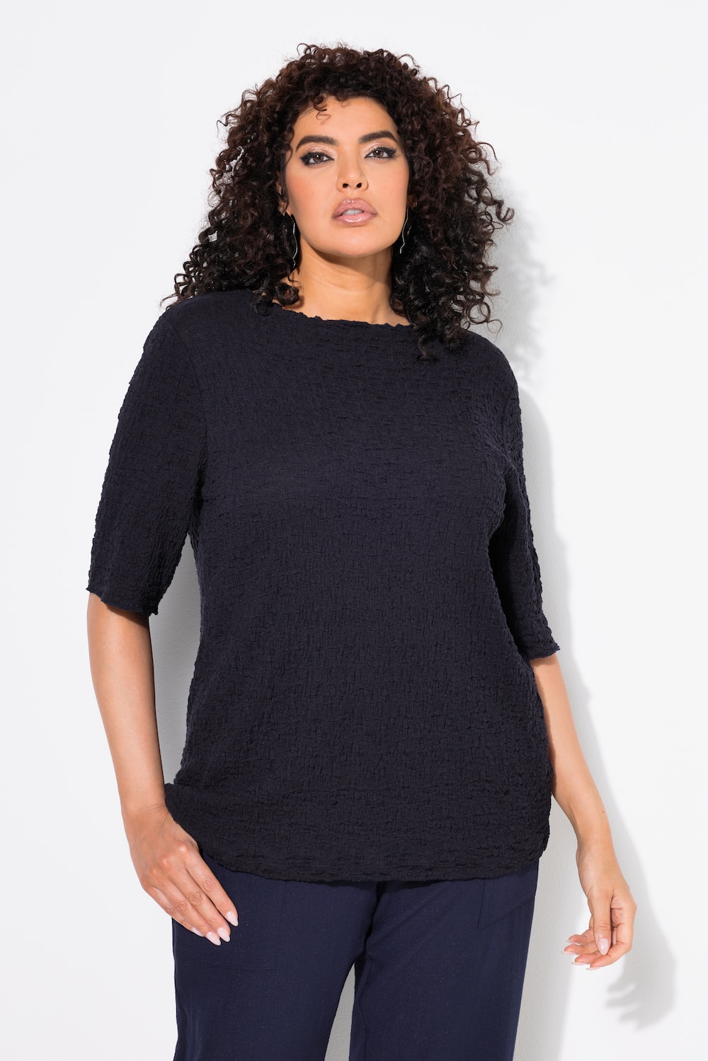 Große Größen T-Shirt, Damen, blau, Größe: 50/52, Baumwolle/Synthetische Fasern, Ulla Popken