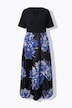 maxi-jurk met burnout-effect, A-lijn, V-hals, halve mouwen