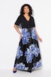 maxi-jurk met burnout-effect, A-lijn, V-hals, halve mouwen