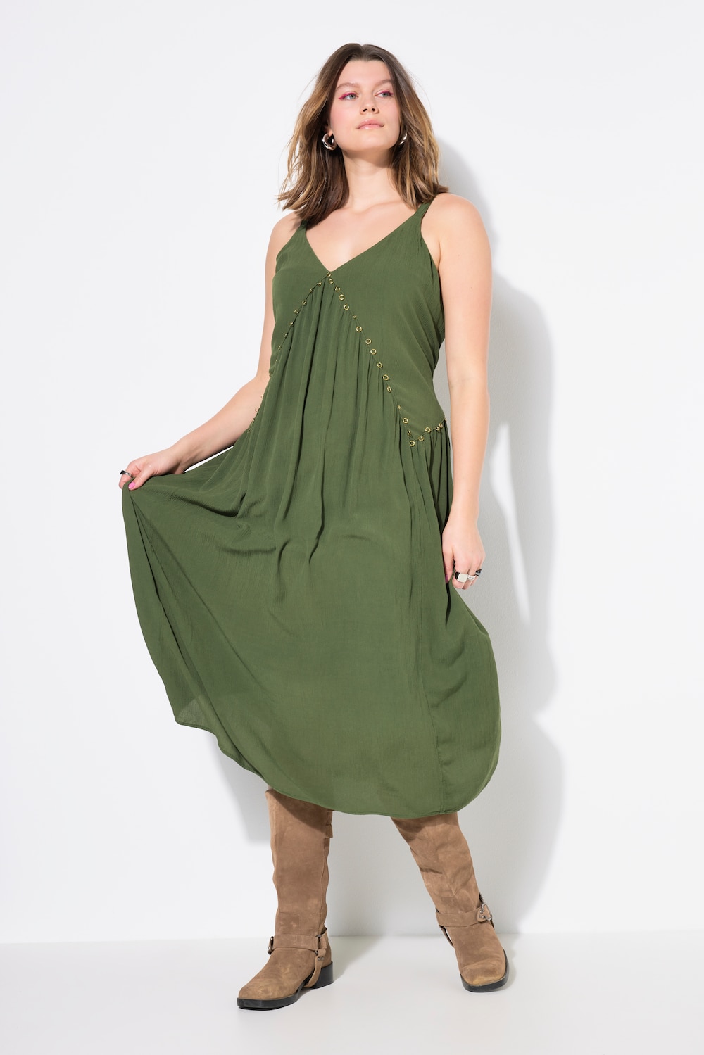 Große Größen Maxikleid, Damen, grün, Größe: 46/48, Baumwolle/Viskose, Studio Untold