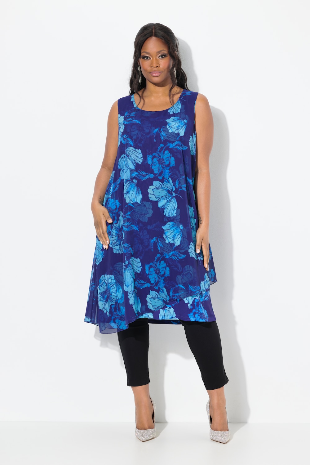 Große Größen Kleid, Damen, blau, Größe: 42/44, Polyester, Ulla Popken