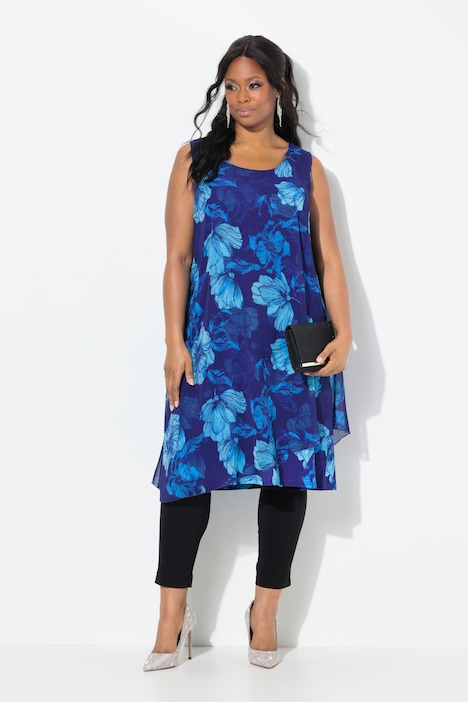 Sleeveless Asymmetric Floral Layered Dress