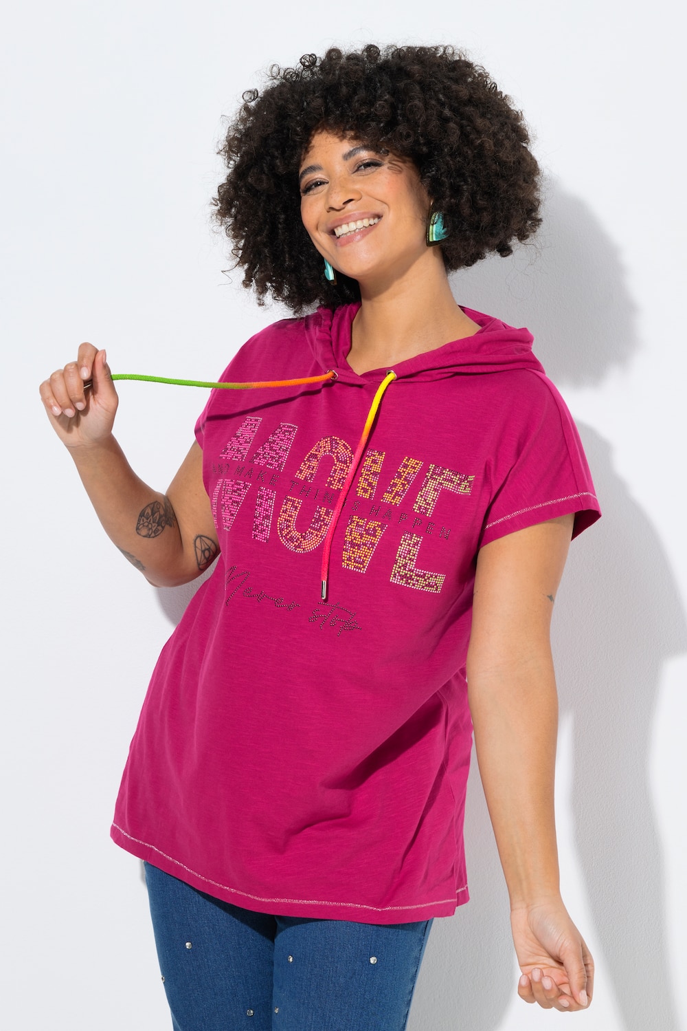 T-Shirt, Kapuze, MOVE-Schriftzug, Halbarm