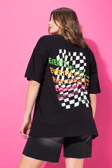 T-shirt, oversized, prints voor en achter